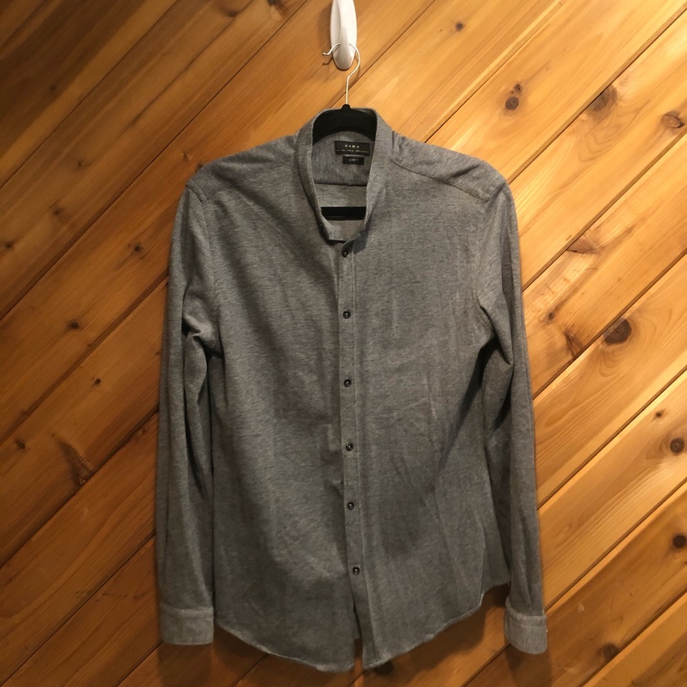 Zara no collar button down